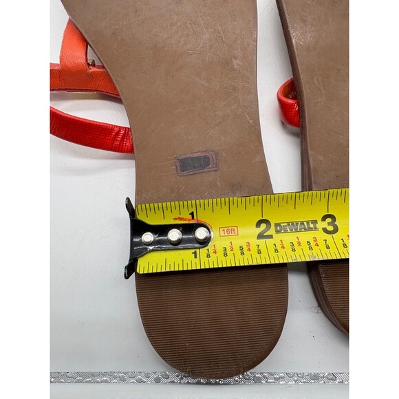 New Tory Burch Bow Thong Sandals Red Patent Leather Flat Flip Flops - Picture 9 of 11